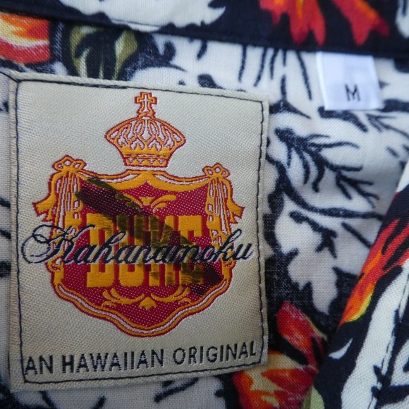 Duke Kahanamoku 80s Hawaiian Surfer Aloha Shirt Coconut Buttons 25inch Chest M - Picture 5 of 10